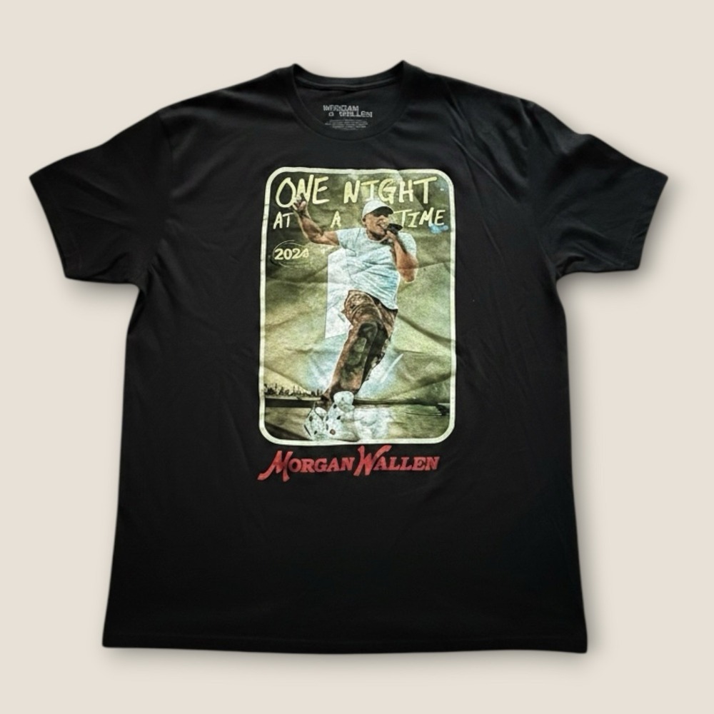 Morgan Wallen One Night At A Time 2024 Tour Graphic T Shirt Black 2X